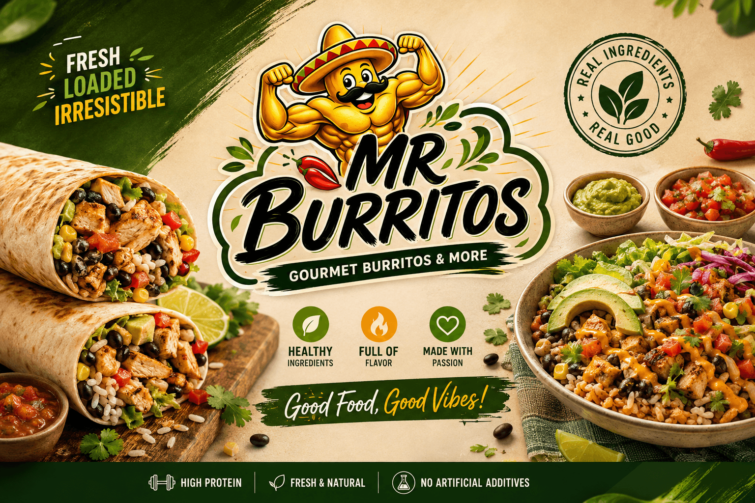 Mr. Burritos — Good Food, Good Vibes : burritos et bowls aux ingrédients frais